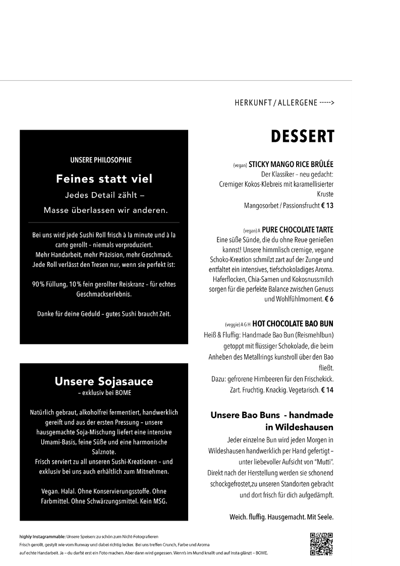 BOME Studio Bremen Photo Menu 2