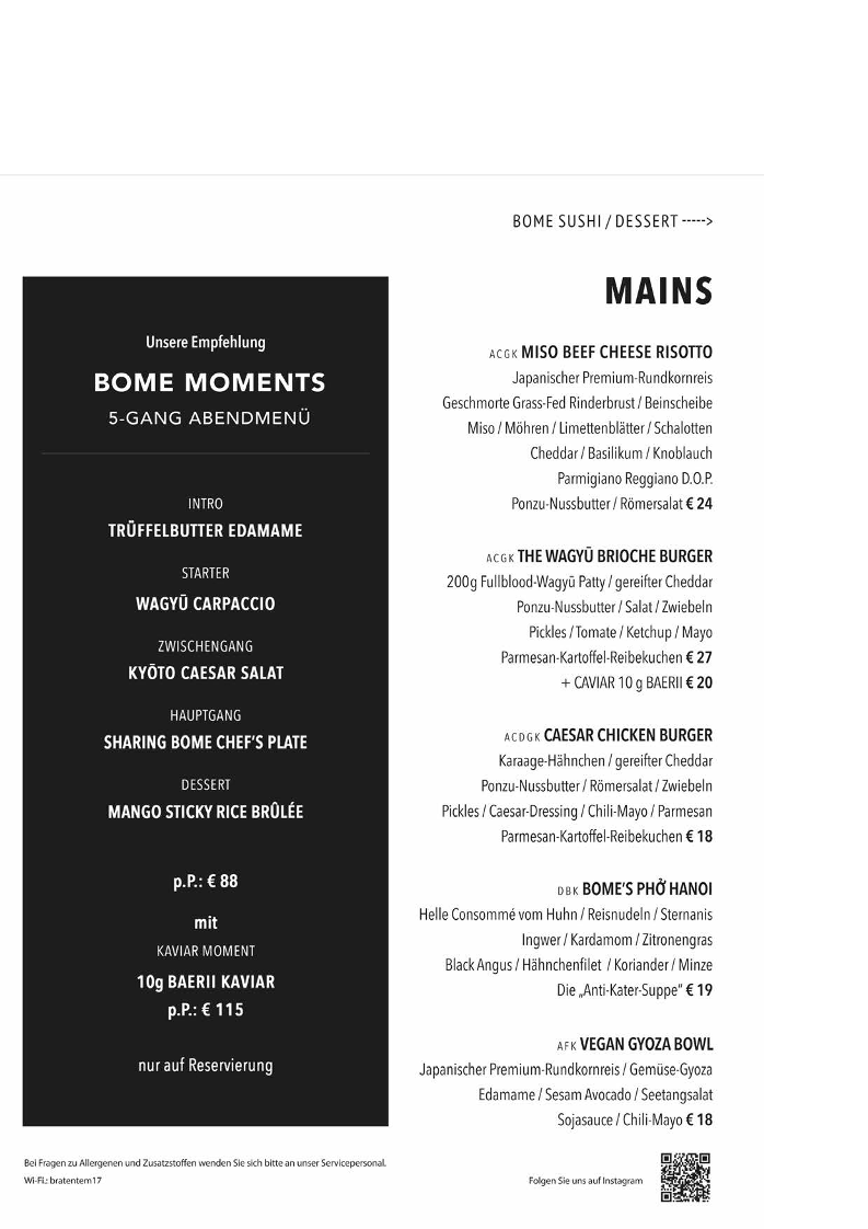 BOME Studio Bremen Photo Menu 4