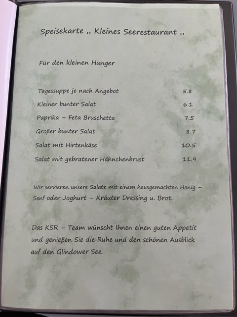 Kleines See-Restaurant Photo Menu 1