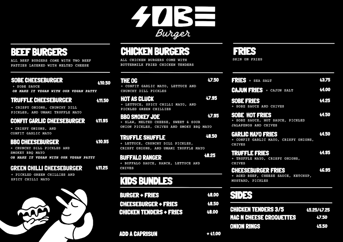 SoBe Burger Edinburgh Photo Menu 1