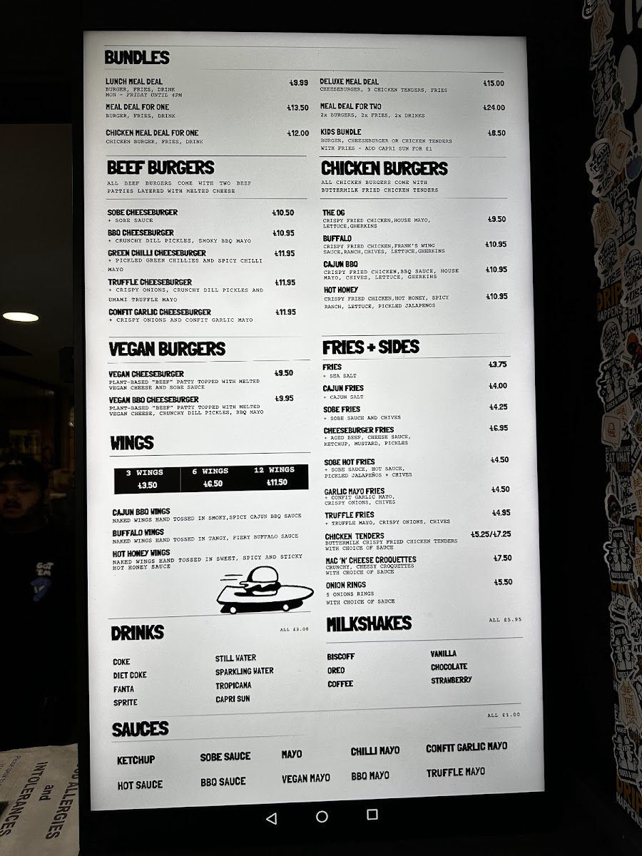 SoBe Burger Edinburgh Photo Menu 6