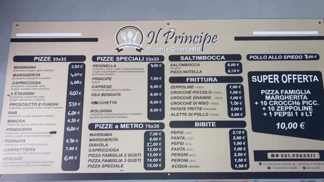Pizzeria Il Principe Photo Menu 1