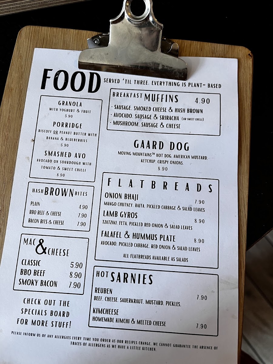 Gaard Coffee Hide - Kelham Photo Menu 1