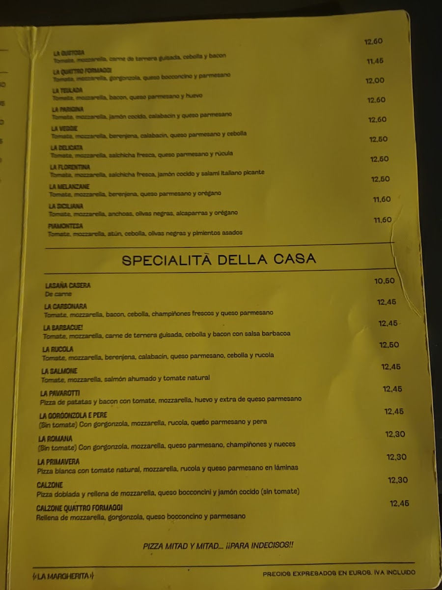 Pizzería La Margherita Photo Menu 3
