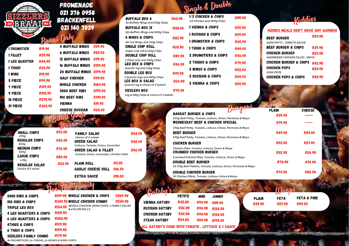 Sizzlers Braai Promenade Photo Menu 1
