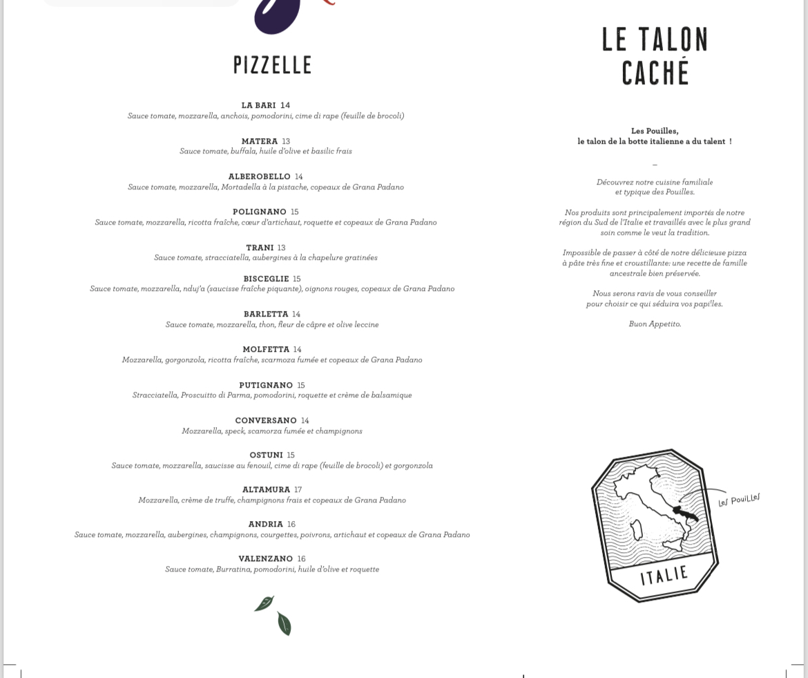 Le Talon Caché Photo Menu 1