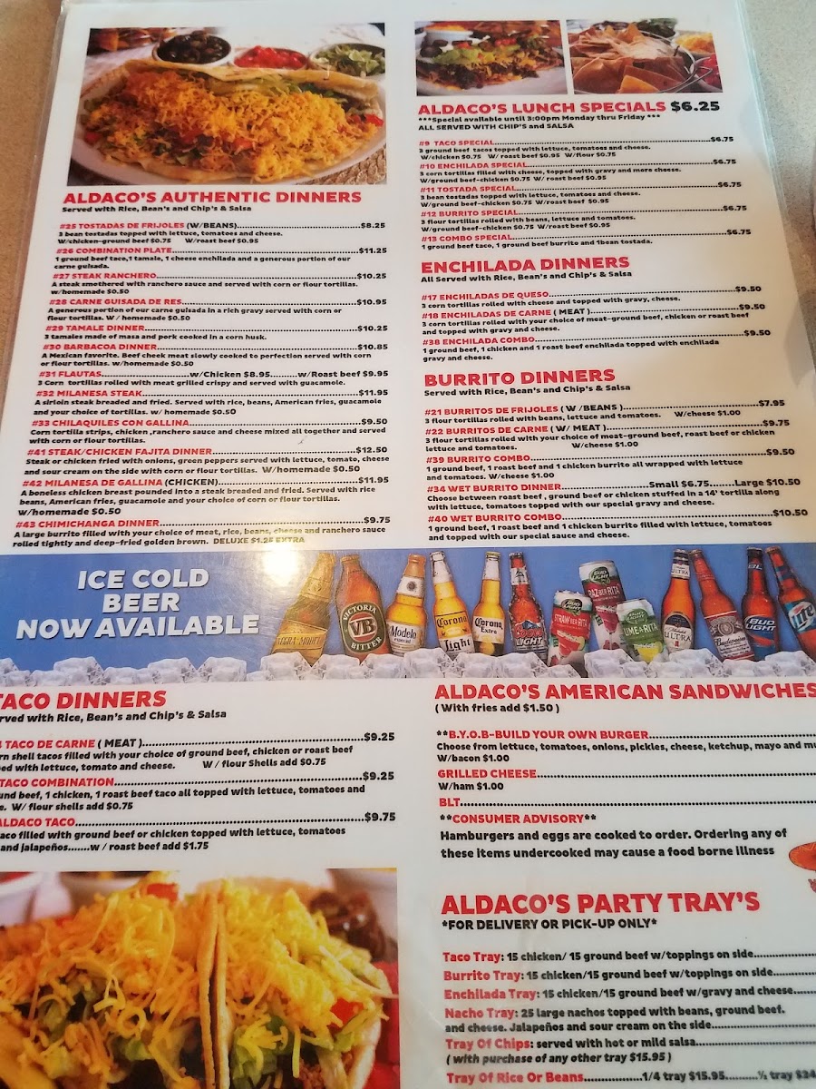 Aldaco's Taco Bar Photo Menu 9