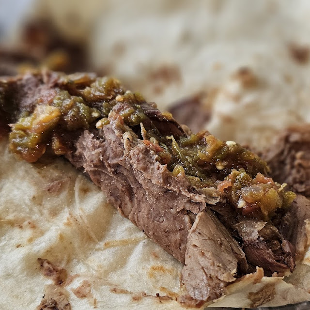 Brisket Burrito with Hot Sauce