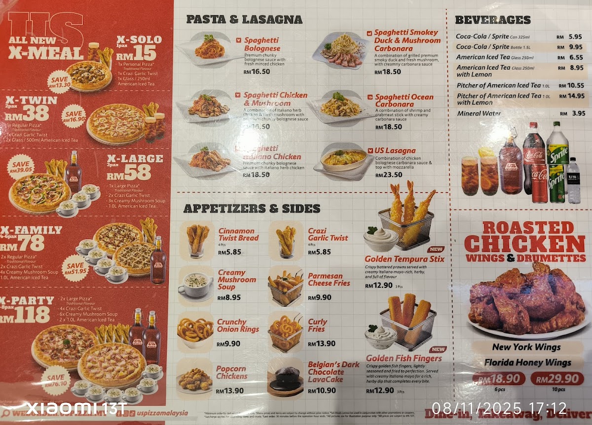 US PIZZA - Taiping, Perak Photo Menu 1