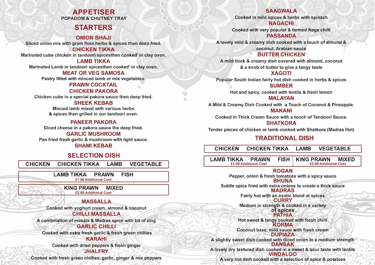 Valley's Spice Indian Restaurant & Takeaway Photo Menu 3