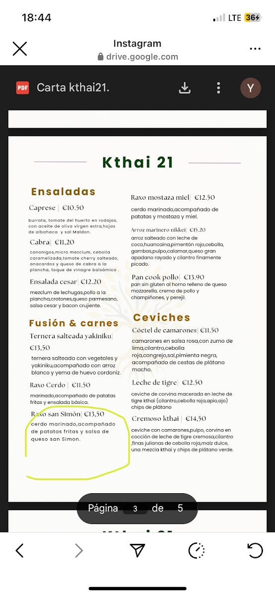 Kthai 21 sushi fusión Photo Menu 2