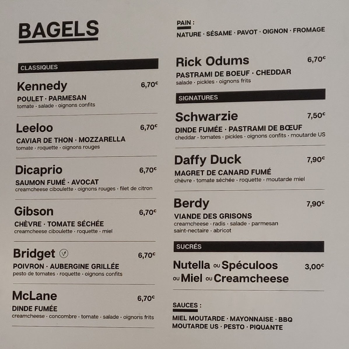Bagel & Cream Photo Menu 1