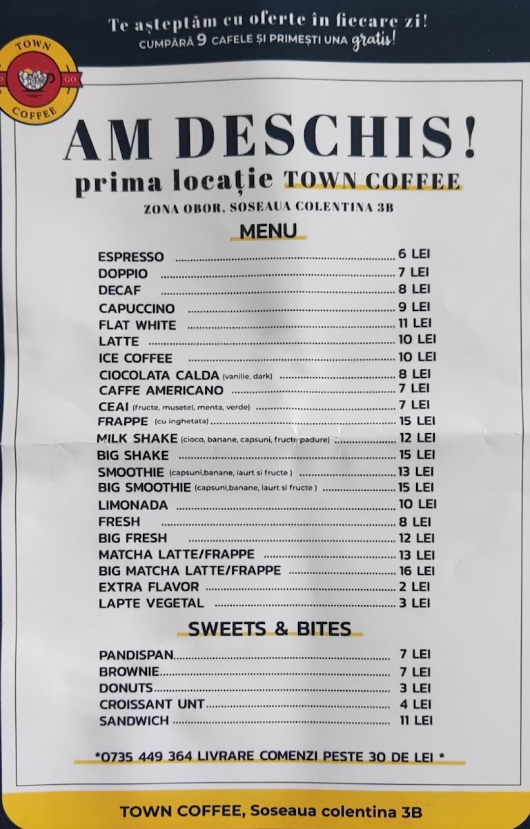 Town Coffee Photo Menu 1