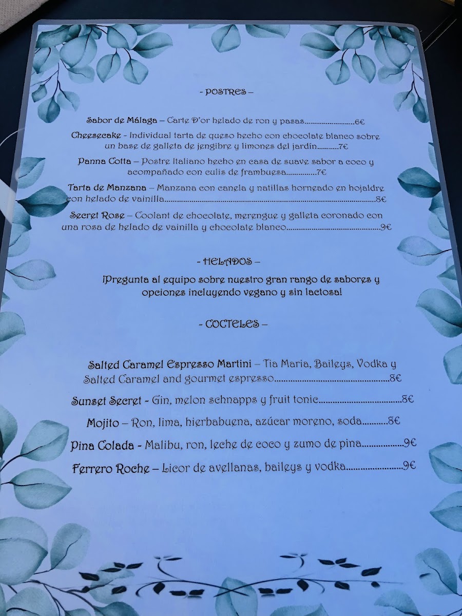 Secret Garden Restaurant Photo Menu 8