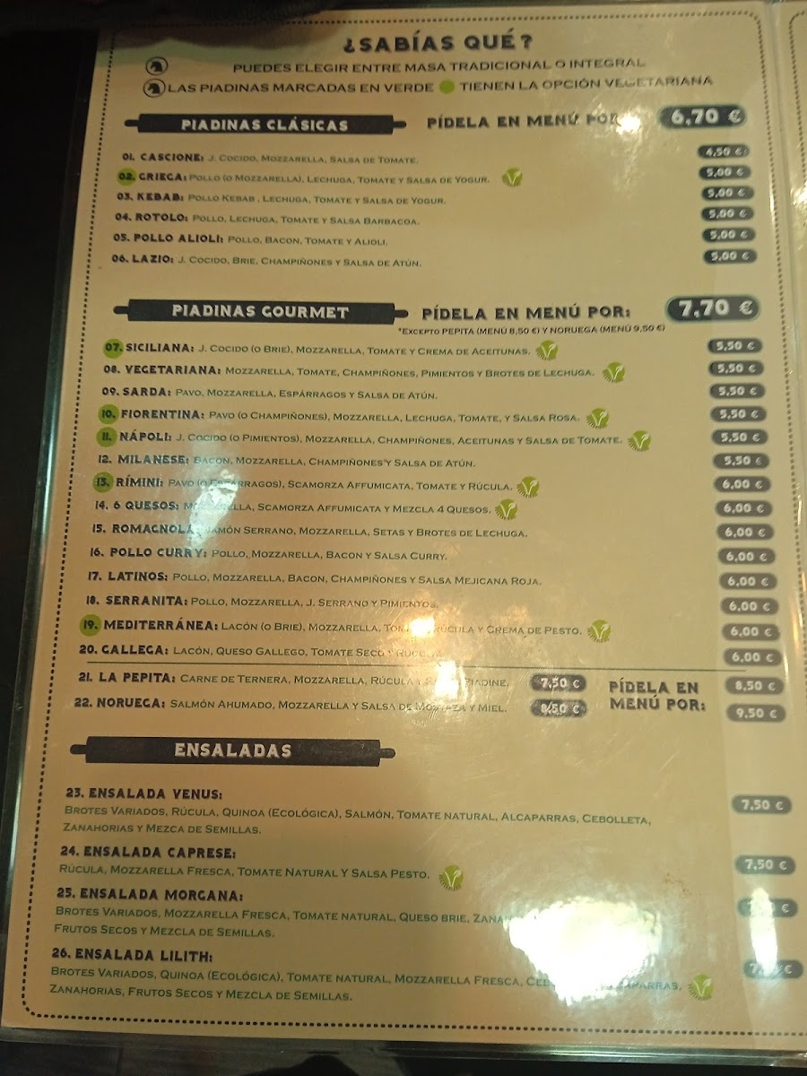 Piadine Photo Menu 2