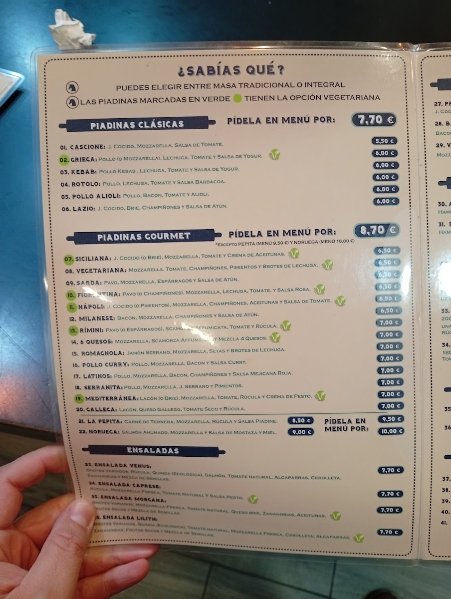 Piadine Photo Menu 5