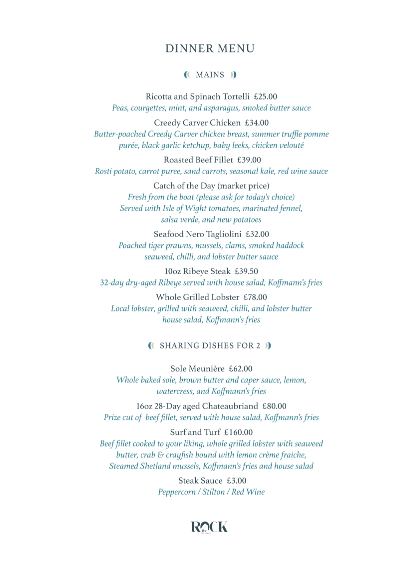 The Rock Restaurant Freshwater Bay Photo Menu 1