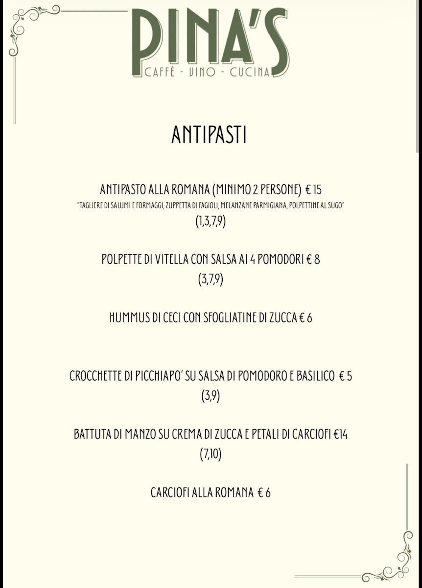 Pina's | Caffé vino e cucina Photo Menu 1