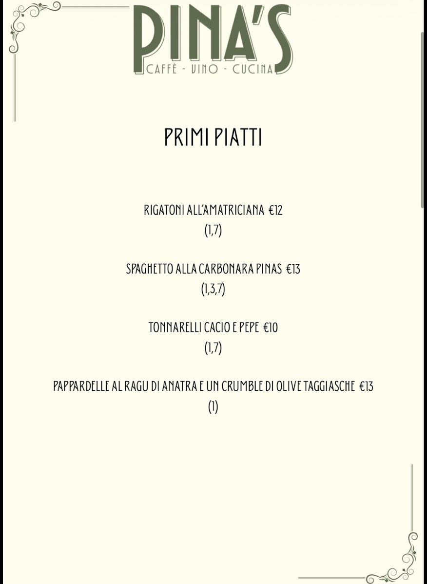 Pina's | Caffé vino e cucina Photo Menu 7