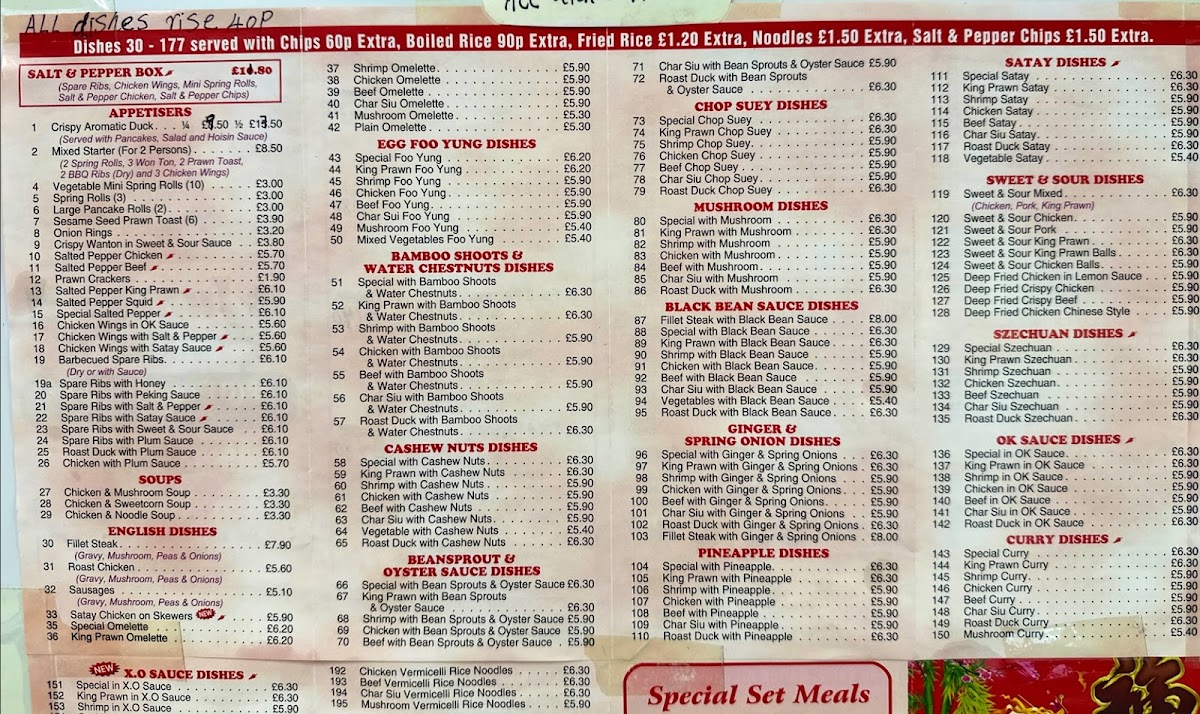 Jumbo Cantonese & Peking Takeaway Photo Menu 1