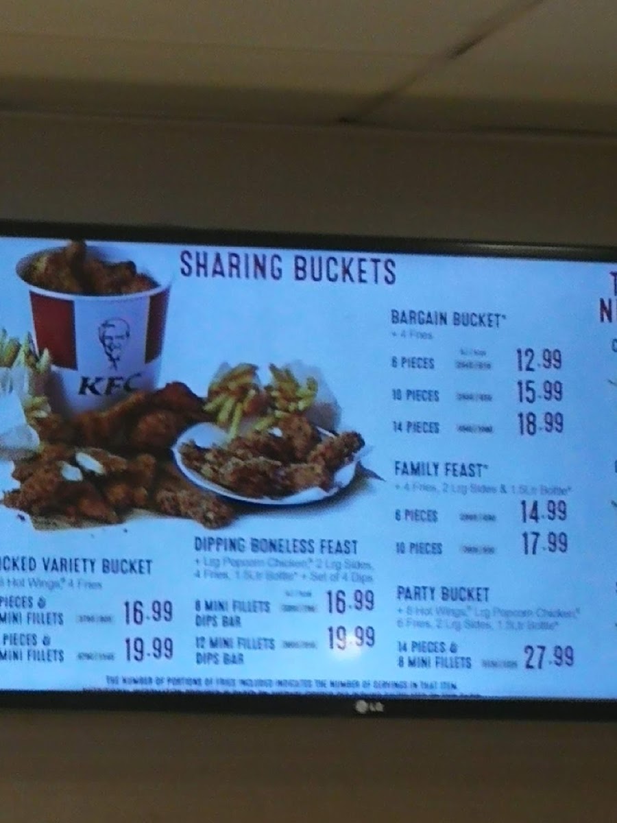 KFC Tottenham Court Road Photo Menu 2
