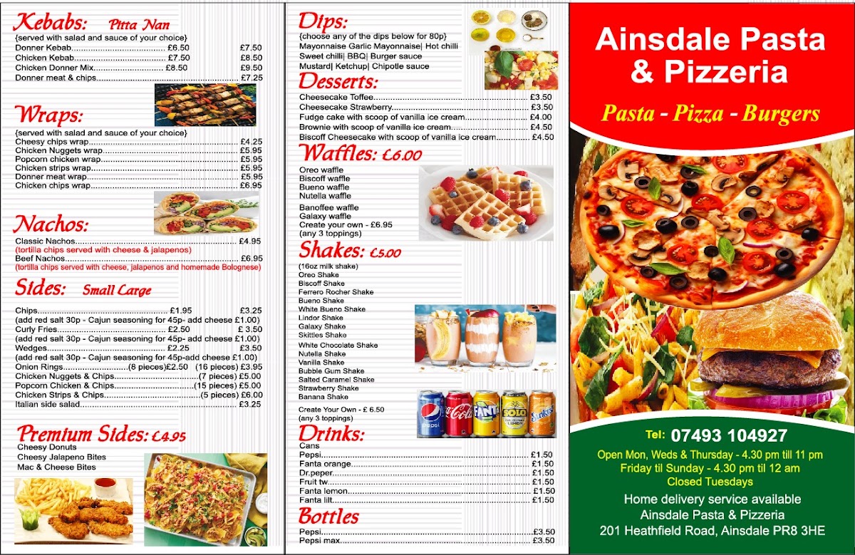 Ainsdale Pasta & Pizzeria Photo Menu 2