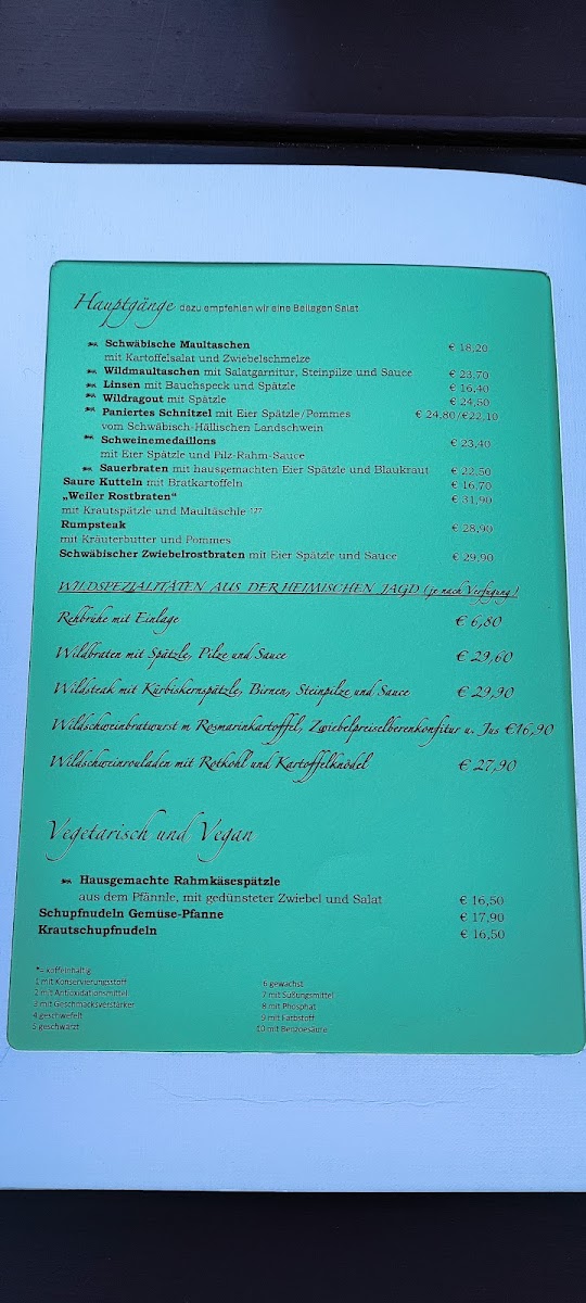 Waldgasthof Weiler Hütte Photo Menu 8