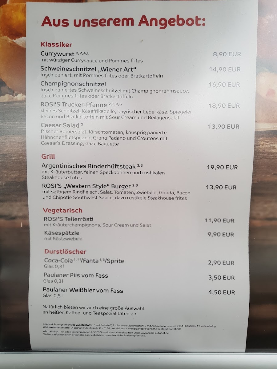 ROSI'S Schnelldorf Photo Menu 1