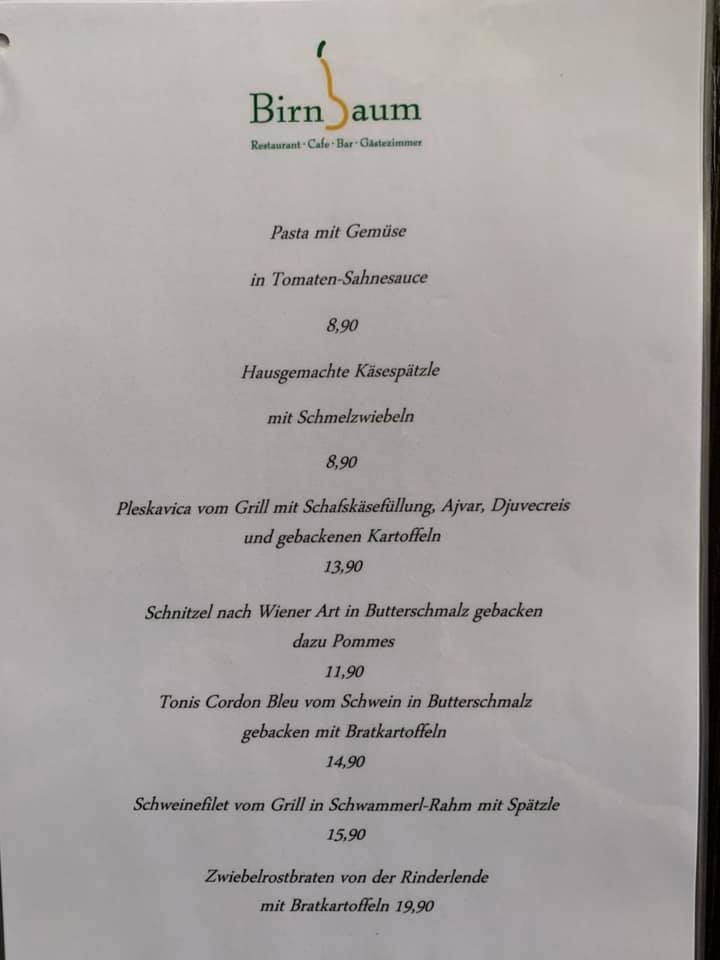 Birnbaum Restaurant Gästezimmer Photo Menu 1