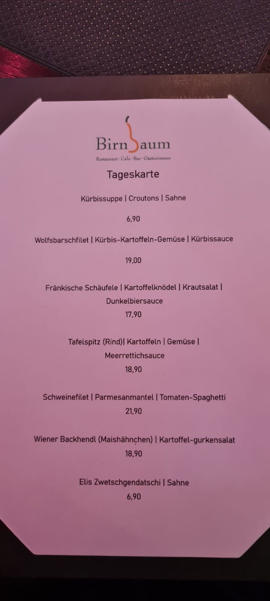 Birnbaum Restaurant Gästezimmer Photo Menu 2