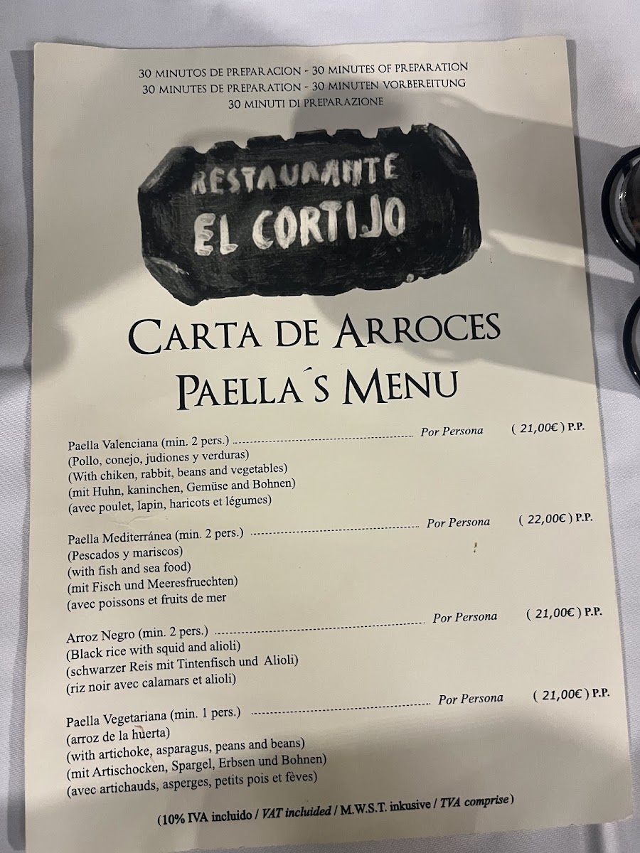 Restaurant El Cortijo Photo Menu 1