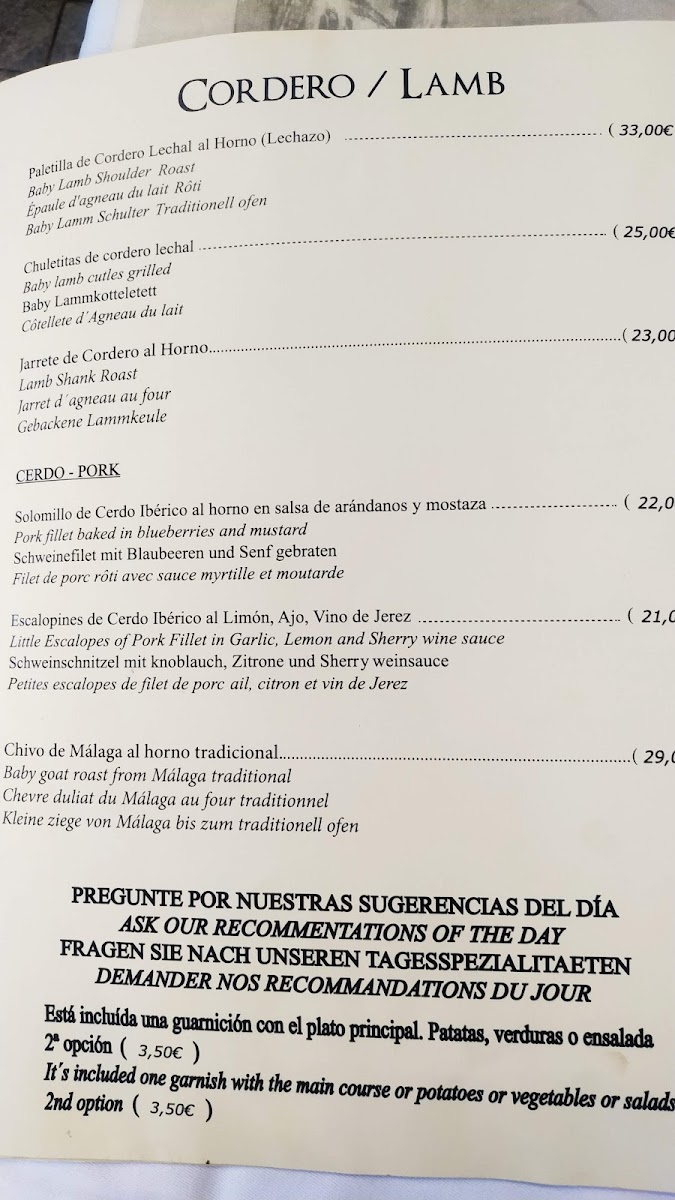 Restaurant El Cortijo Photo Menu 10