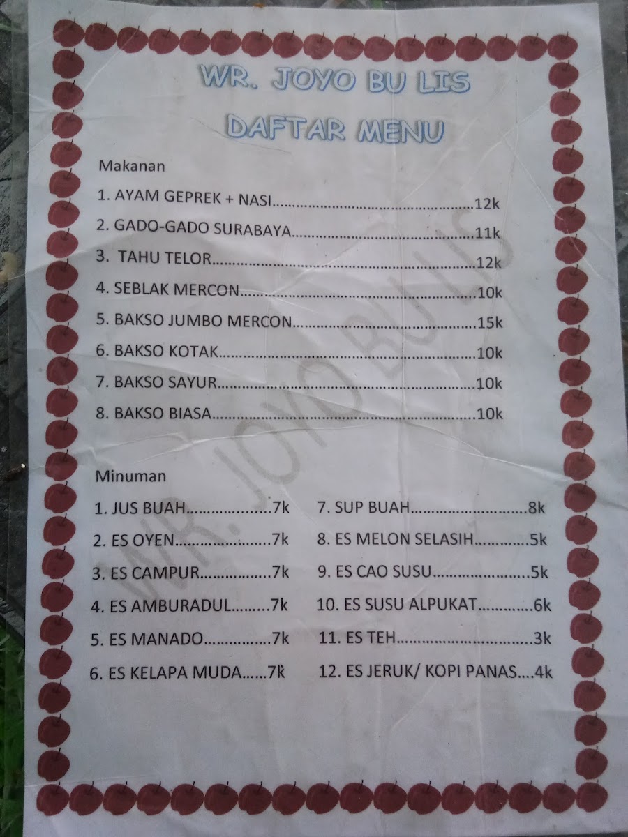 Warung Gado Gado Bu Lis Photo Menu 1