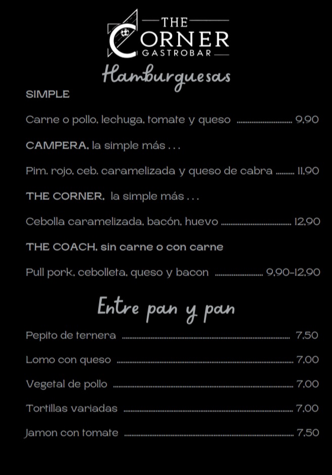 The Corner gastrobar Photo Menu 3