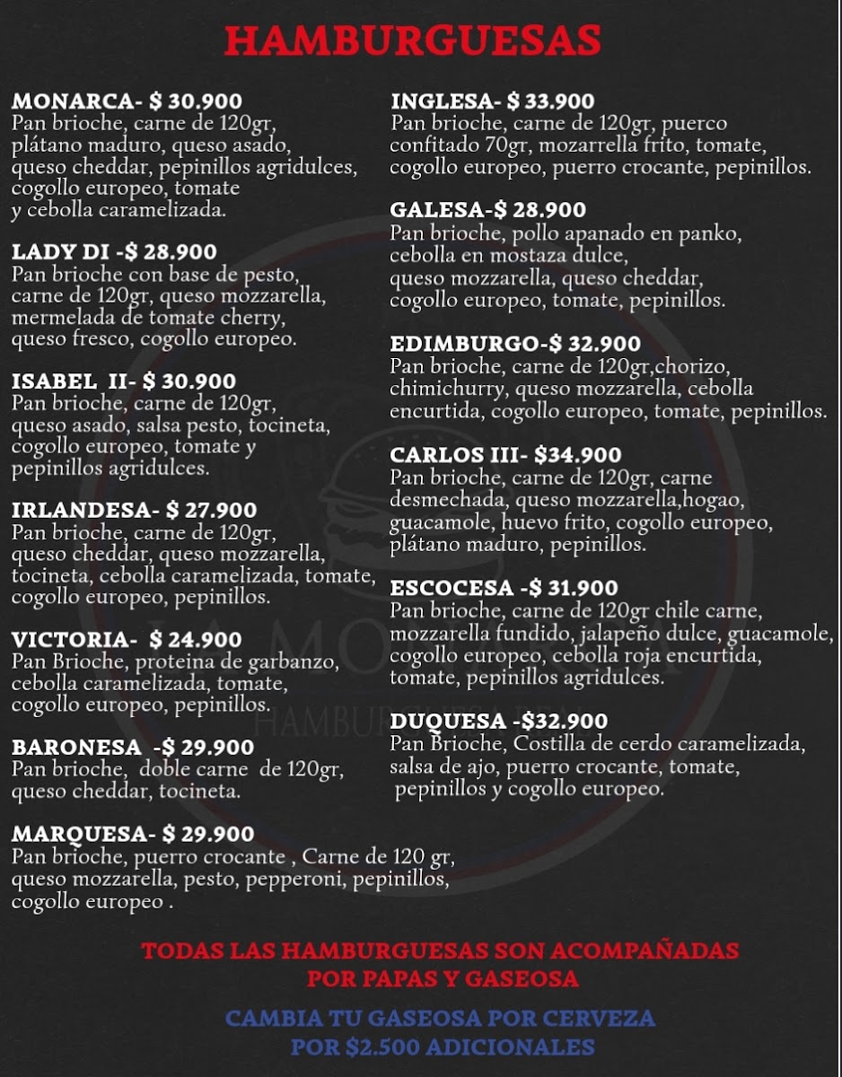 La Monarca Hamburguesa Real Photo Menu 2