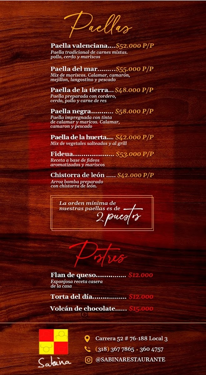 Restaurante Sabina Photo Menu 1
