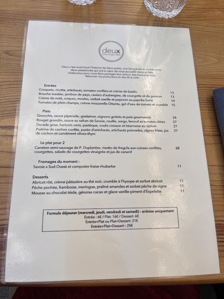 Deux Restaurant : Bistrot de chefs Photo Menu 4