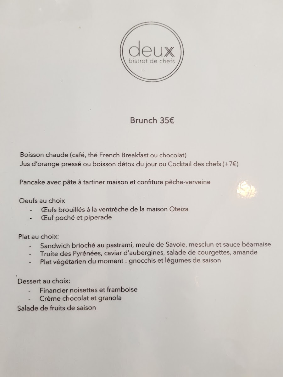 Deux Restaurant : Bistrot de chefs Photo Menu 6