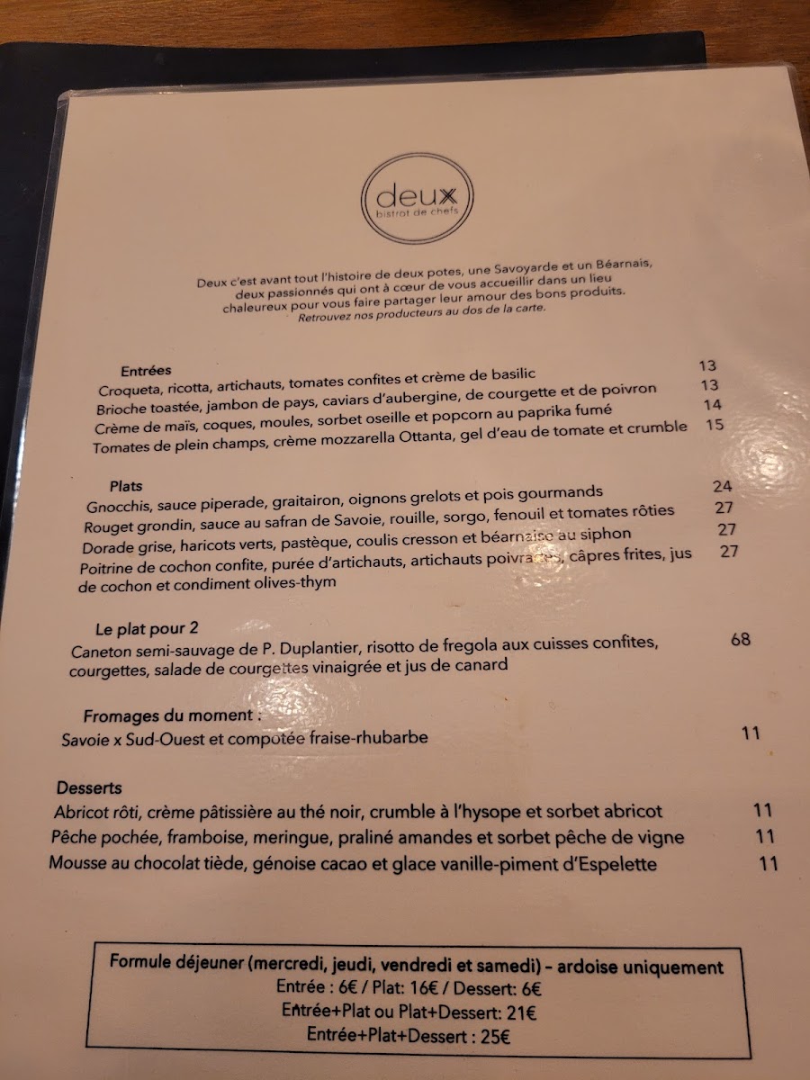 Deux Restaurant : Bistrot de chefs Photo Menu 7