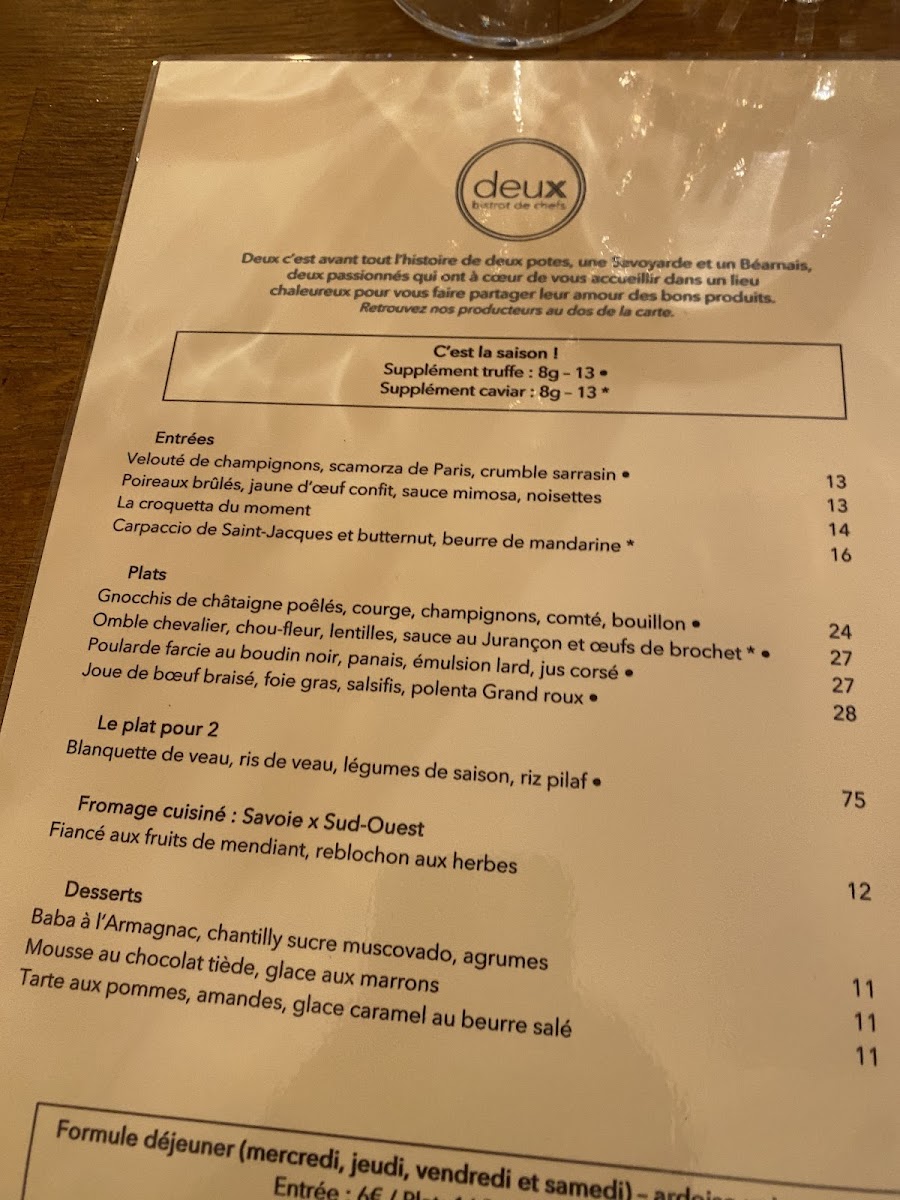 Deux Restaurant : Bistrot de chefs Photo Menu 8