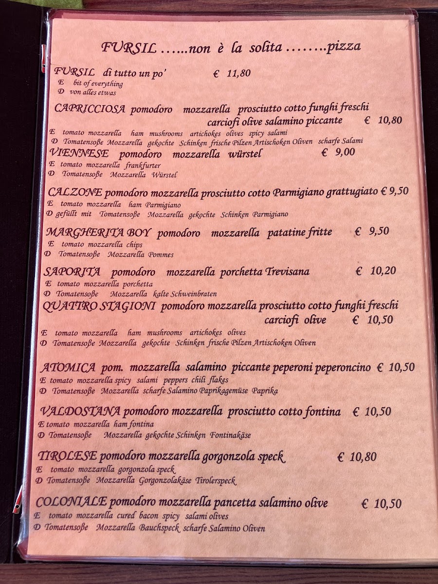 Pizzeria ristorante Fursil Photo Menu 2