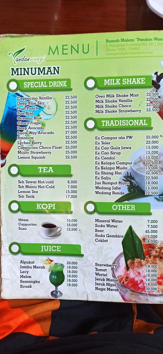 Pandan Wangi Resto Tuban Photo Menu 1