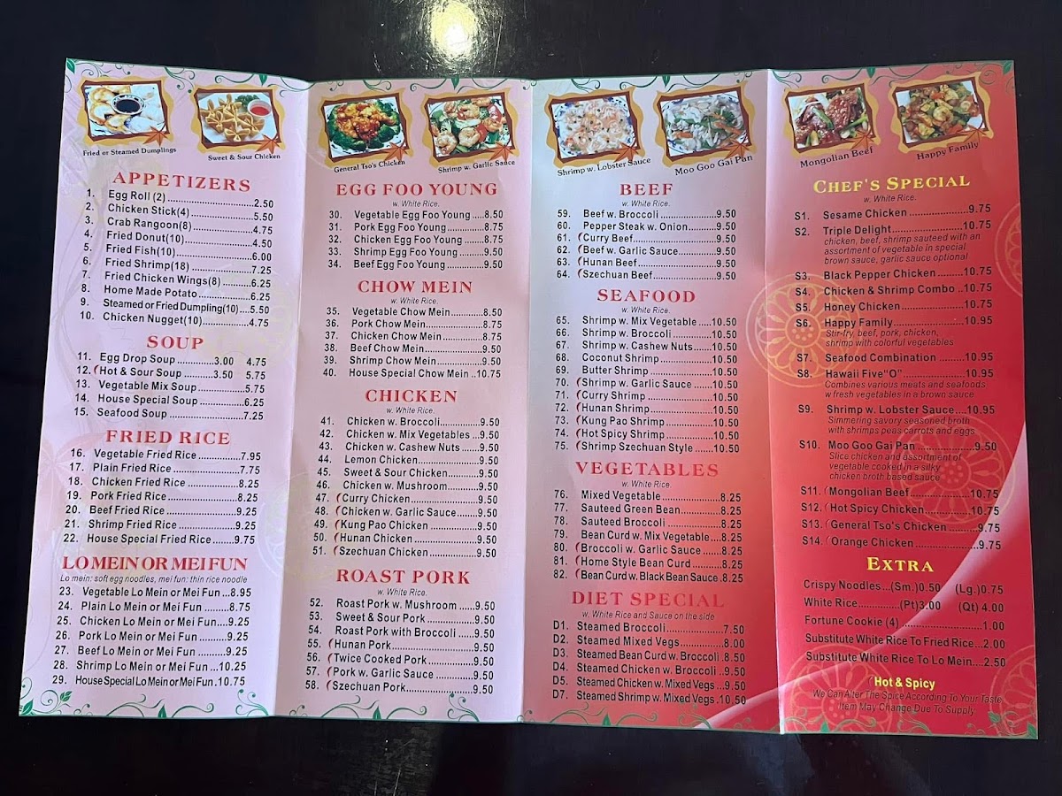 China King buffet Photo Menu 1