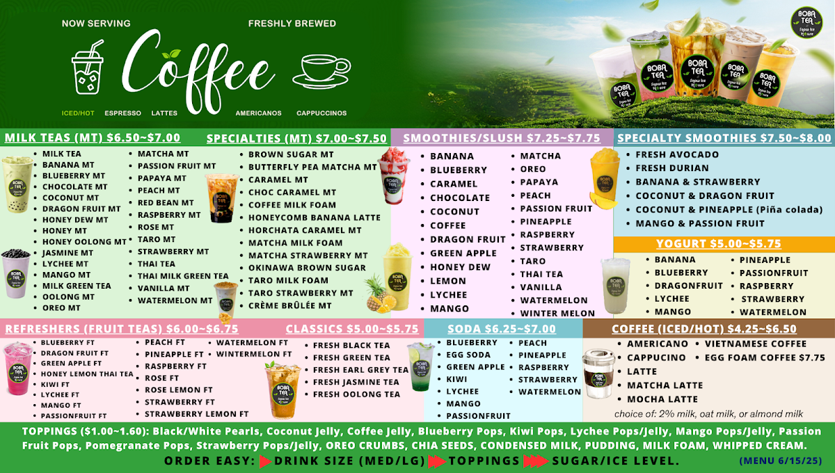 Boba Tea and Snow Ice House Photo Menu 1
