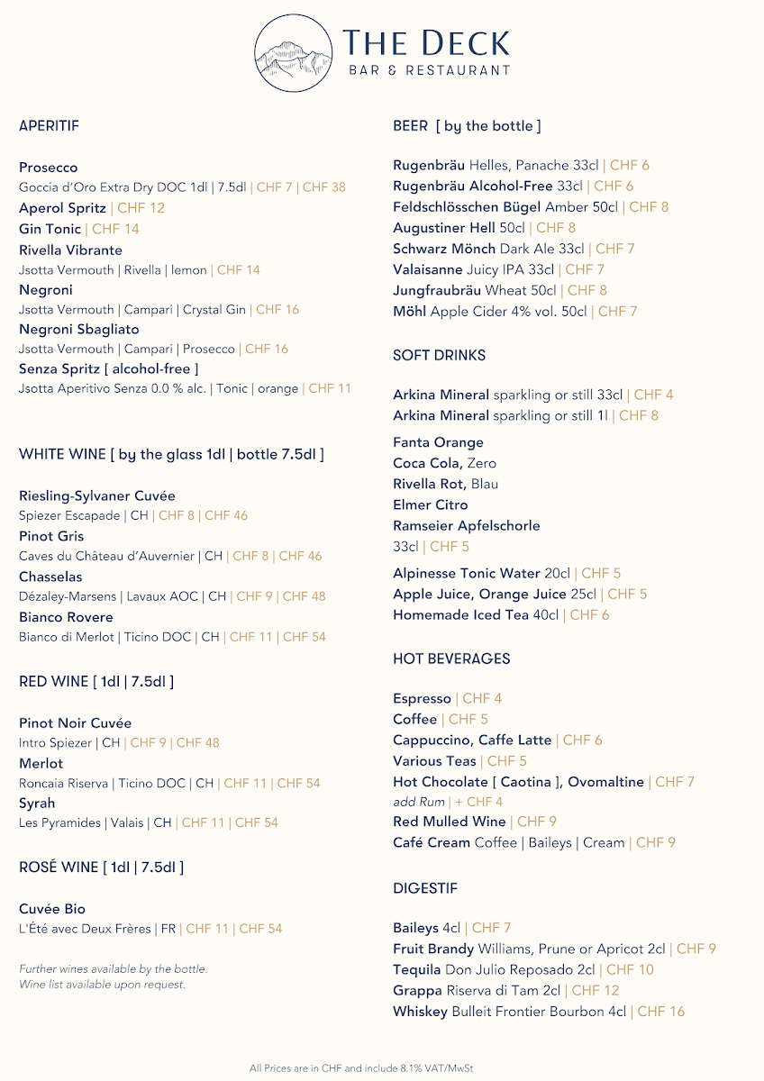 The Deck Restaurant Photo Menu 1