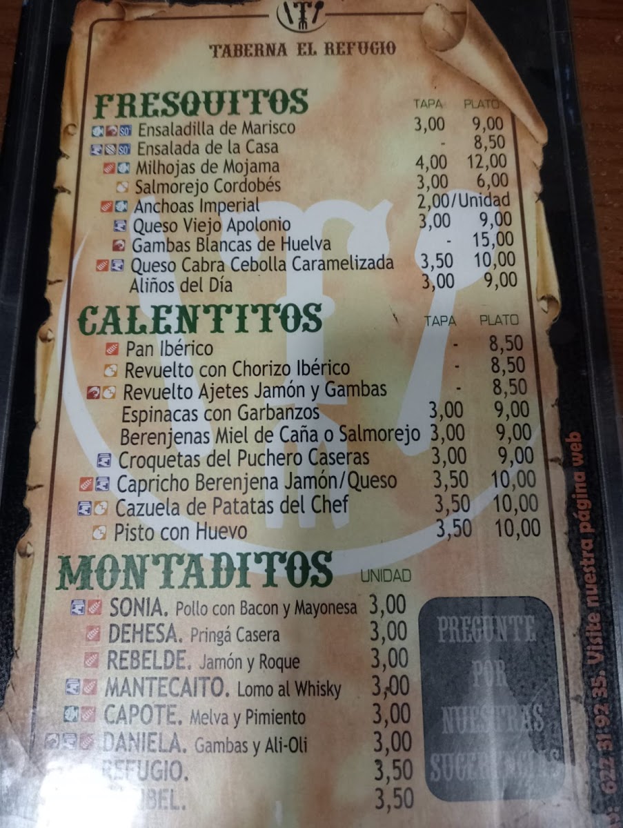 Taberna El Refugio Photo Menu 2