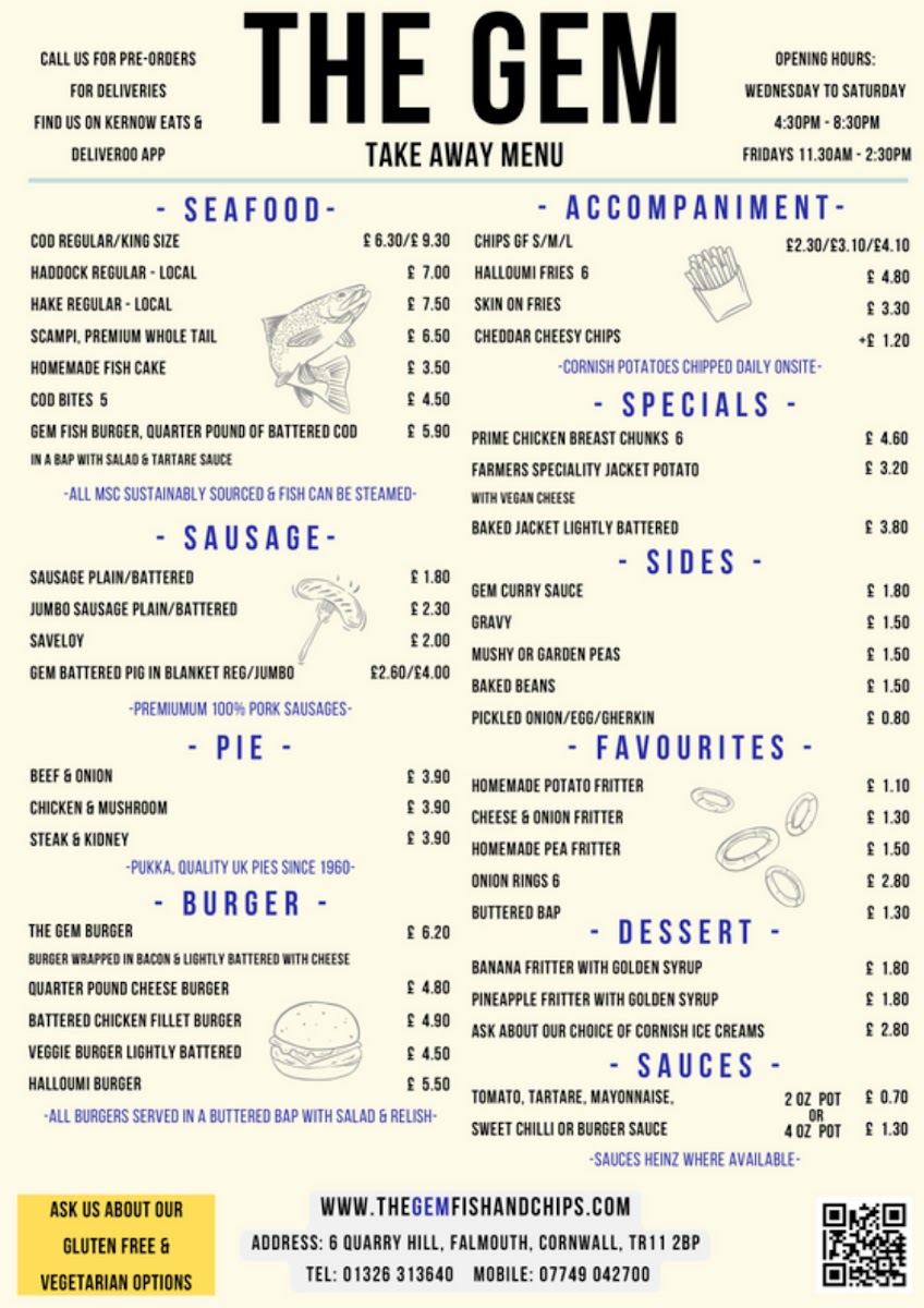 The Gem Fish & Chips Est 1933 Photo Menu 1