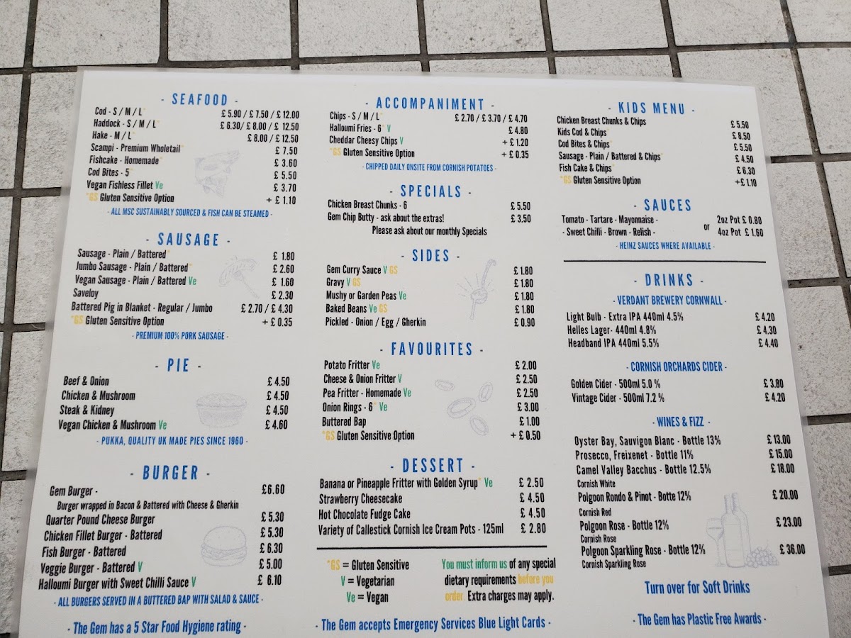 The Gem Fish & Chips Est 1933 Photo Menu 2