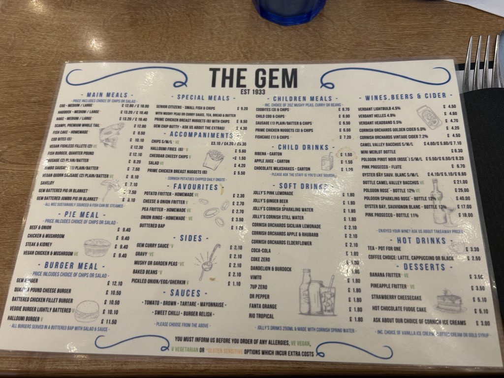 The Gem Fish & Chips Est 1933 Photo Menu 4