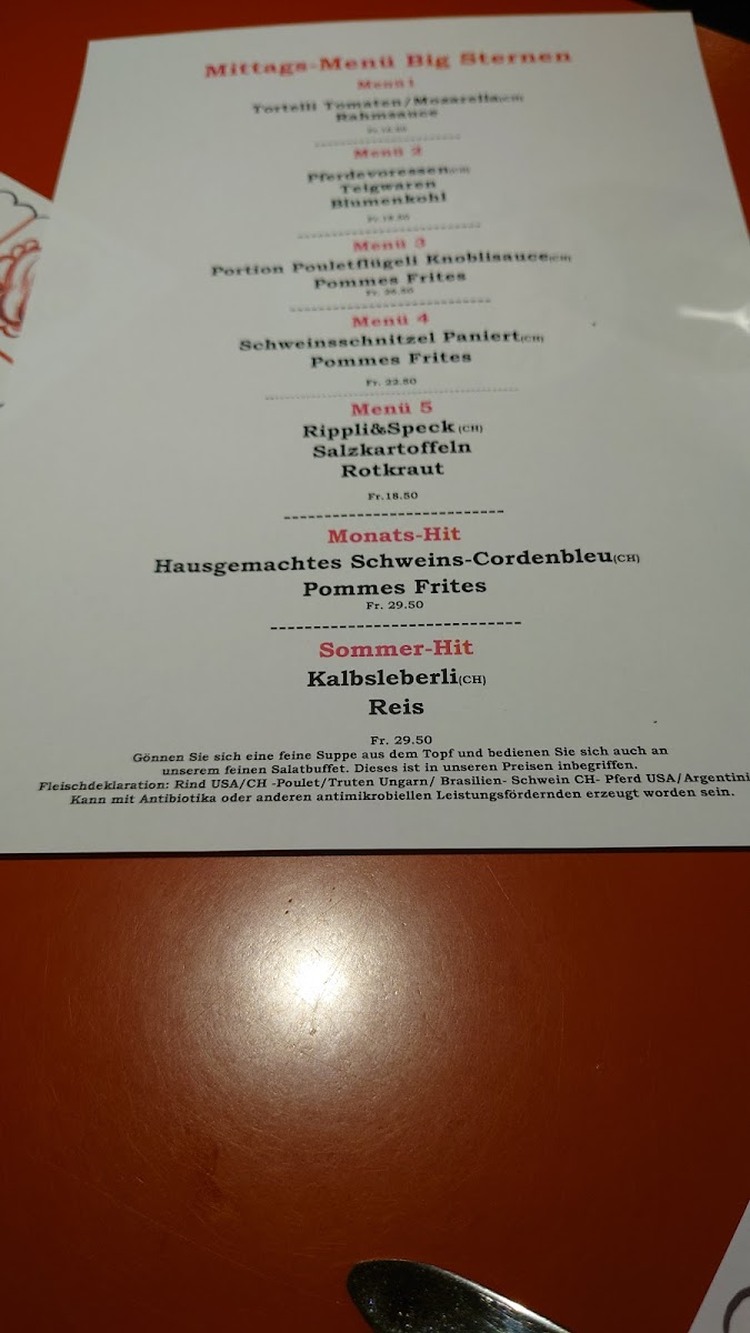 Restaurant Big Sterne Photo Menu 1